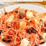 A plate of copycat Luby's shredded carrot salad.