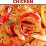 Firecracker chicken and peppers stir fried.