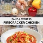 Ingredients for firecracker chicken and the stir-fried dish.