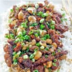 Beef strips, mushrooms and veggies stir-fried with Mongolian sauce served over rice.