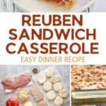 Reuben sandwich casserole and the ingredients to make it.