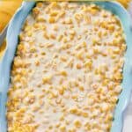 Homemade cream corn in a serving dish.
