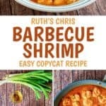 New Orleans barbecue shrimp in a bowl and skillet and the ingredients to make it.