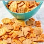 Crackers seasoned with ranch in a bowl and beside it.