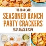 Assortment of crackers seasoned with ranch and the ingredients to make them.
