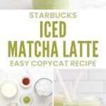 Copycat Starbucks iced matcha latte and the ingredients to make it.