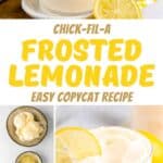 A copycat Chick-fil-A frosted lemonade and the ingredients to make it.