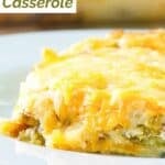 A slice of cheesy chili relleno casserole.