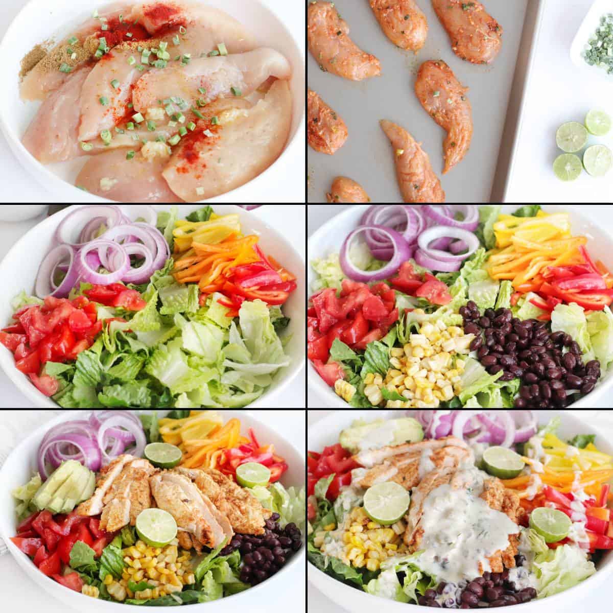 Making fajita chicken and a hearty salad with it.