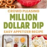 Million dollar dip served with pretzels and the ingredients to make it.