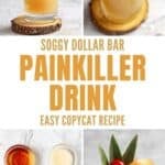 Copycat Soggy Dollar Bar Painkiller drink and the ingredients to make it.