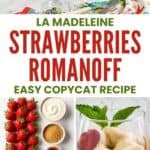 Strawberries Romanoff dessert in wine glasses and the ingredients to make it.