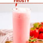 A glass of Wendy's strawberry frosty on a small plate.