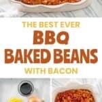 BBQ baked beans with bacon and the ingredients to make it.