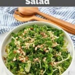 Copycat Chick-fil-A kale crunch salad in a large bowl on a marble surface.