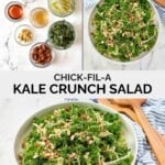 Copycat Chick-fil-A kale crunch salad ingredients and the salad tossed and served.