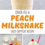 Copycat Chick-fil-A peach milkshake and the ingredients to make it.