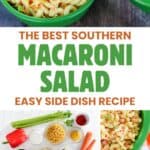 Homemade southern macaroni salad and the ingredients to make it.