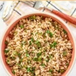 Homemade Popeyes Cajun Rice in a bowl.