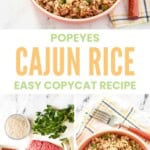 Copycat Popeyes Cajun Rice and the ingredients to make it.