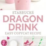 Copycat Starbucks dragon drink and the ingredients to make it.