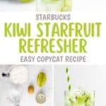 Copycat Starbucks kiwi starfruit refresher and the ingredients to make it.