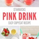 Copycat Starbucks pink drink and the ingredients to make it.
