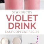Copycat Starbucks violet drink and the ingredients to make it.