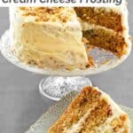 Old-fashioned zucchini cake with nuts and cream cheese frosting.