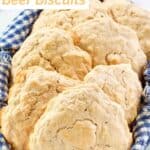 Beer biscuits in a bread basket.