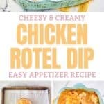 Creamy and cheese chicken Rotel dip and the ingredients to make it.