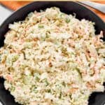 Copycat Corky's creamy coleslaw in a large bowl.