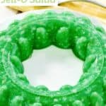 A creamy lime Jell-O salad made in a mold.