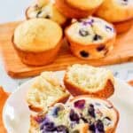 Homemade breakfast cupcakes both plain and with blueberries.