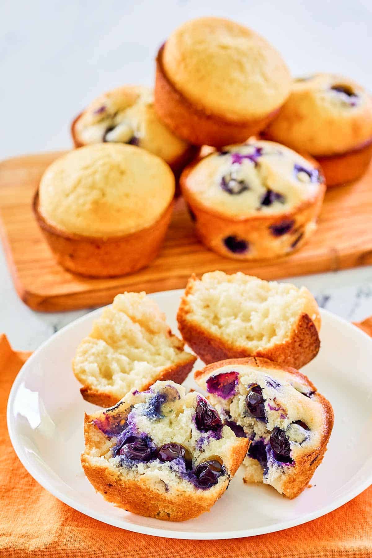 Homemade breakfast cupcakes both plain and with blueberries.