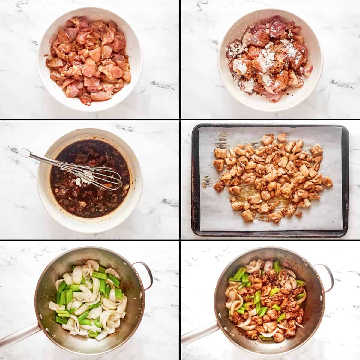 Making Chinese chicken with black pepper sauce.