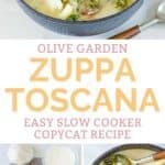 Copycat slow cooker Olive Garden zuppa toscana and the ingredients to make it.