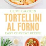 Copycat Olive Garden tortellini alfredo and the ingredients to make it.