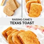 Copycat Raising Cane's Texas toast ingredients and the toast served in a basket.