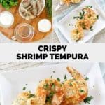 Crispy shrimp tempura ingredients and the fried shrimp.