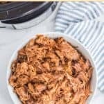 A bowl of slow cooker pulled pork.