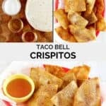 Copycat Taco Bell Crispitos ingredients and the chips served with syrup.