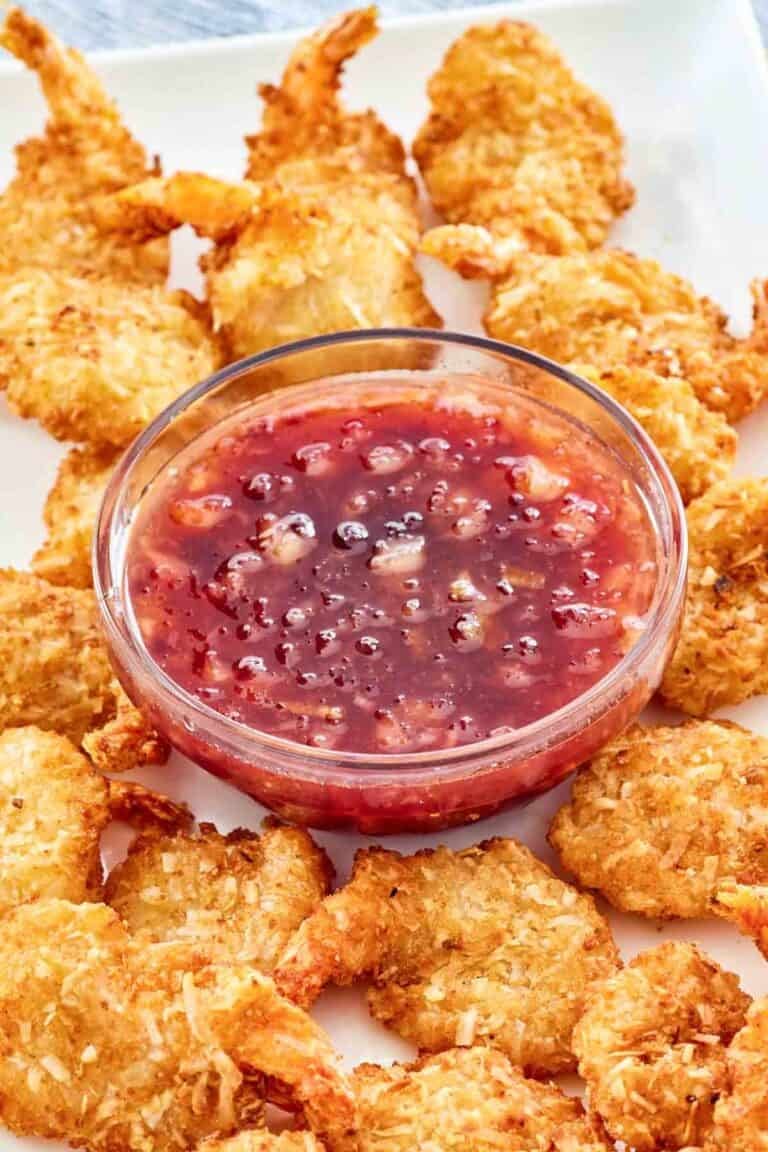 Fried shrimp served with a fruity dipping sauce.
