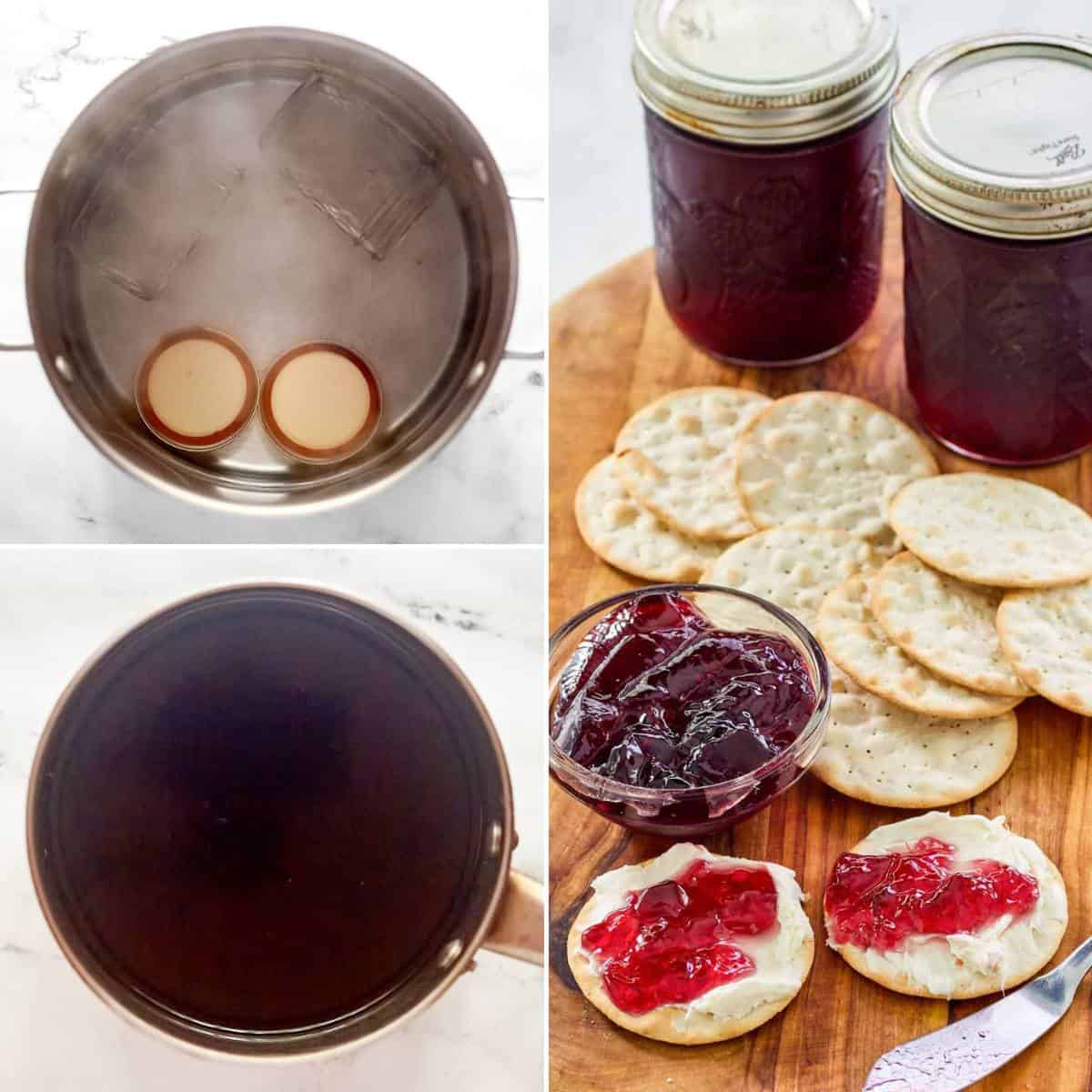 Sterilizing jars, cooking wine and sugar, and serving homemade jelly.