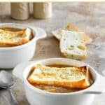 Two bowls of copycat Applebee's French onion soup.