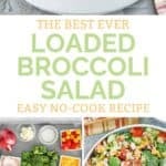 Homemade loaded broccoli salad and the ingredients to make it.