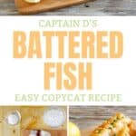 Copycat Captain D's battered fish and the ingredients to make it.