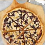 Copycat Cicis chocolate pizza cut into slices.