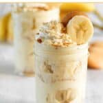 Copycat Cracker Barrel banana pudding in a mason jar.