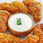 Fried chicken tenders served with copycat Jan sauce.